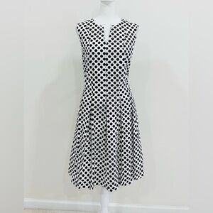 Tyler Boe‎ White  Black Women's Polka Dot Short Shift Cotton Dress Sz 10